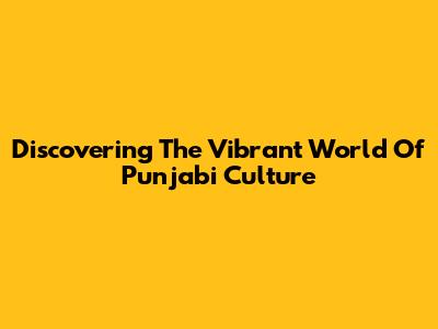 Discovering The Vibrant World Of Punjabi Culture