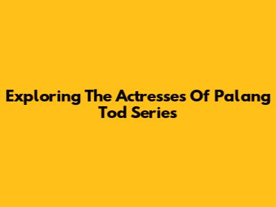 Exploring The Actresses Of Palang Tod Series