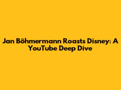 Jan Böhmermann Roasts Disney: A YouTube Deep Dive