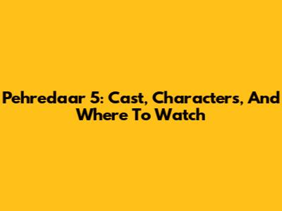Pehredaar 5: Cast, Characters, And Where To Watch
