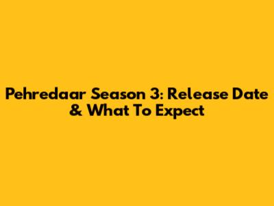 Pehredaar Season 3: Release Date & What To Expect