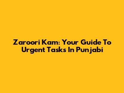 Zaroori Kam: Your Guide To Urgent Tasks In Punjabi